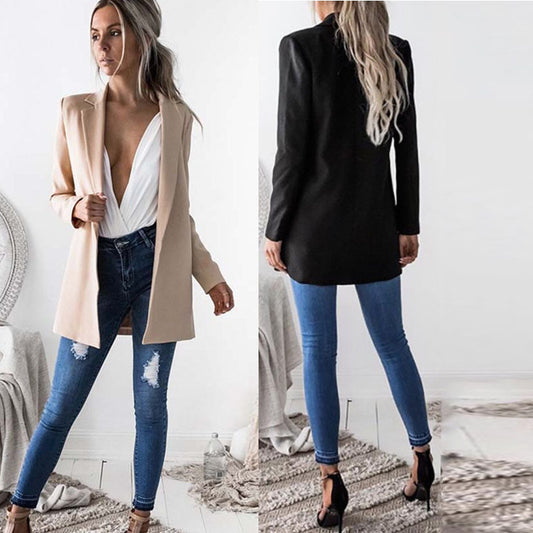 Women Lapel Slim Cardigan blazer