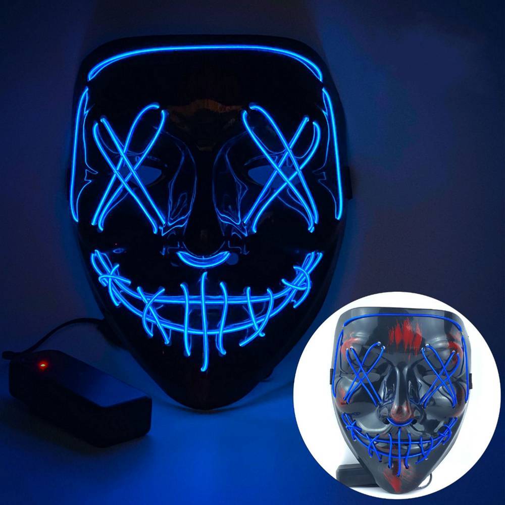 3-Mode LED Mask Neon Stitches Costume Halloween Purge Cosplay Light Up Glow Wire