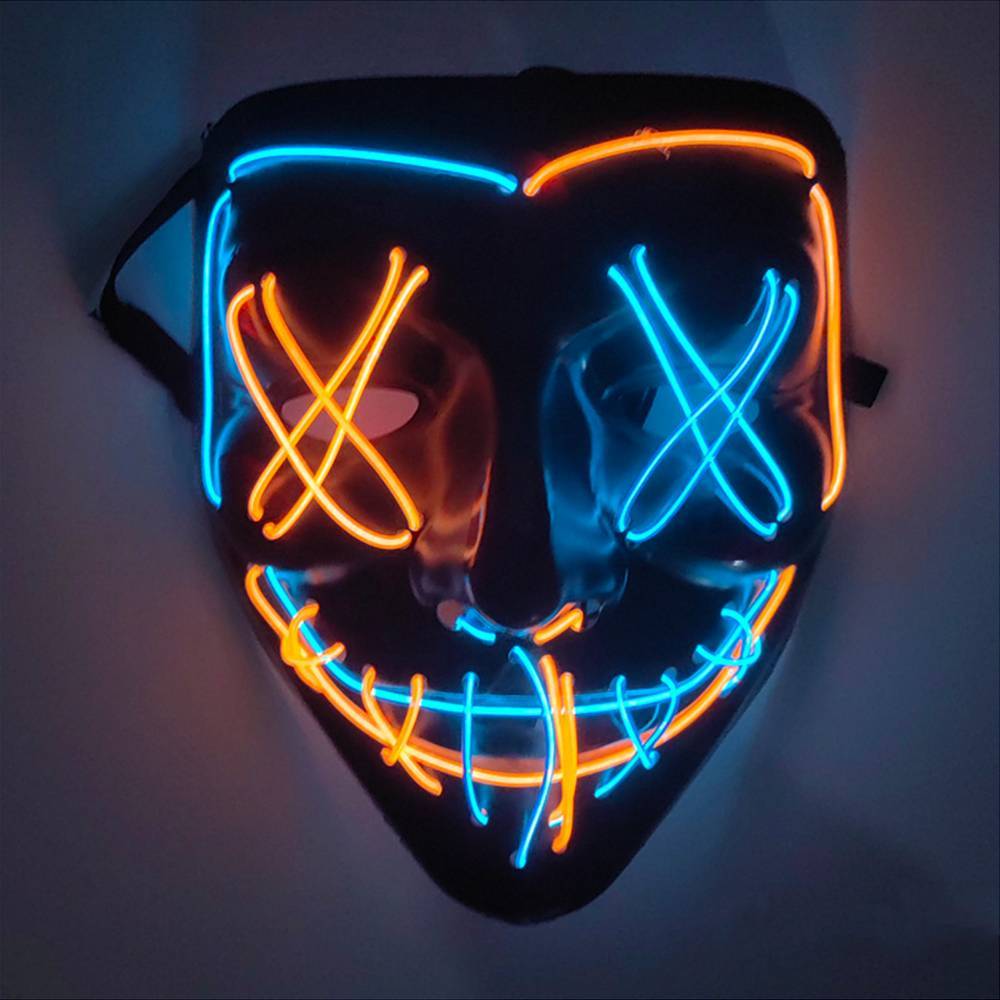 3-Mode LED Mask Neon Stitches Costume Halloween Purge Cosplay Light Up Glow Wire