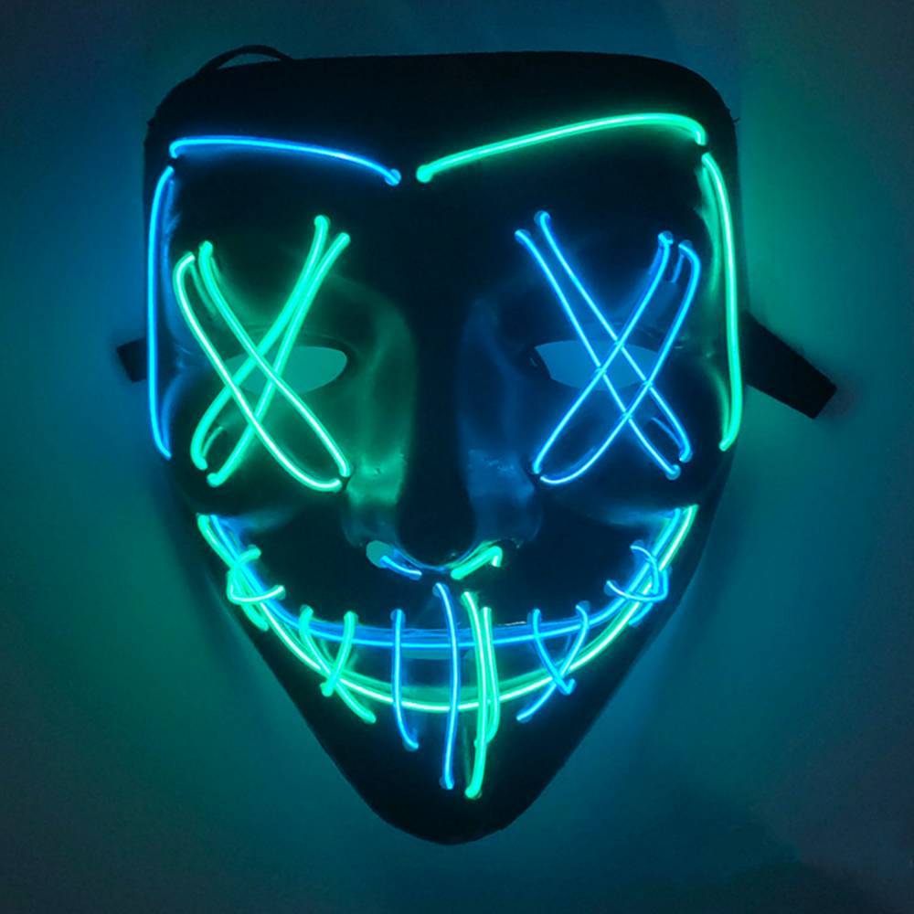 3-Mode LED Mask Neon Stitches Costume Halloween Purge Cosplay Light Up Glow Wire