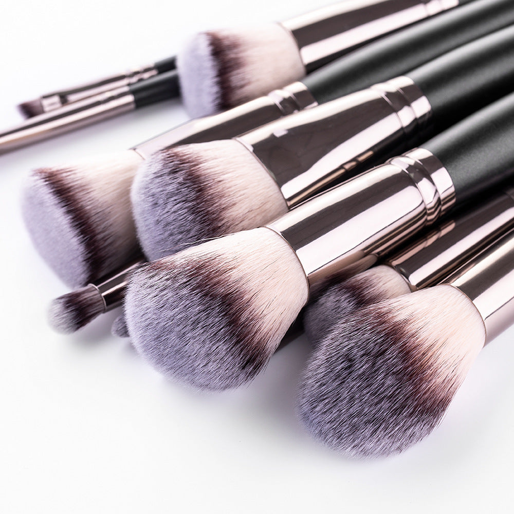 15 Makeup Brushes Set Matte Black