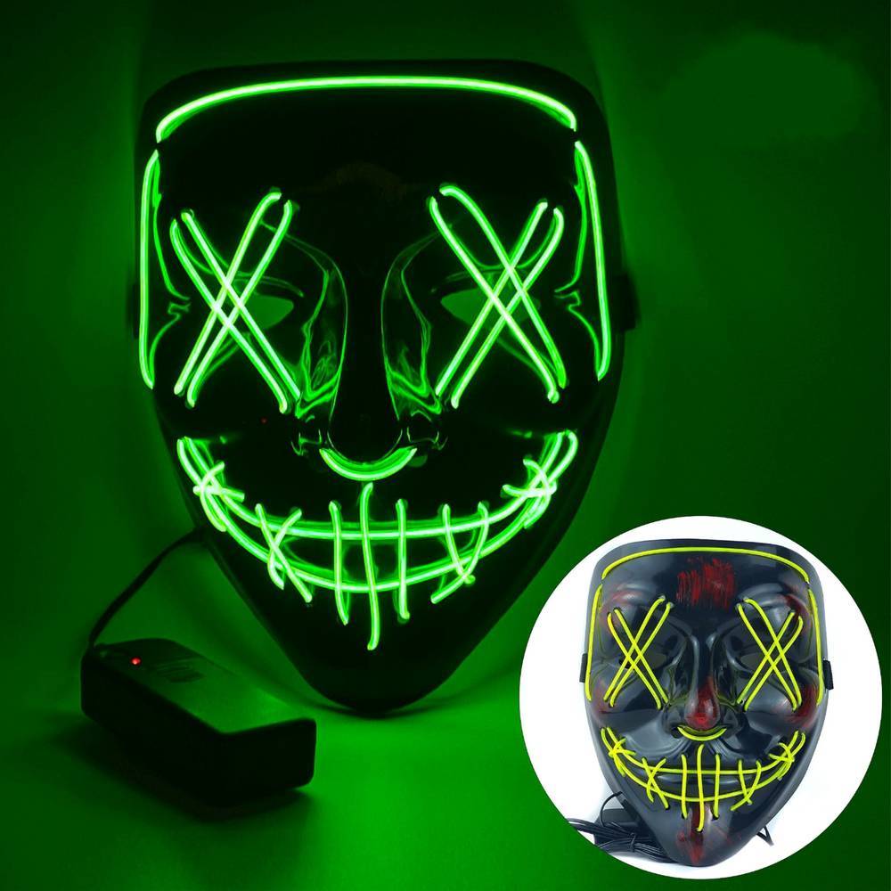 3-Mode LED Mask Neon Stitches Costume Halloween Purge Cosplay Light Up Glow Wire