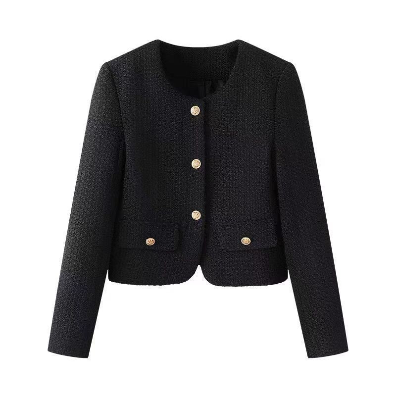 French Style Retro Crew Neck Coat For Women