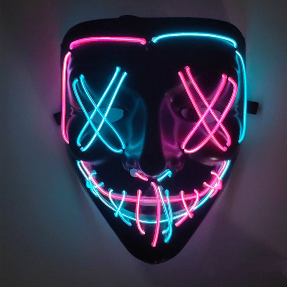 3-Mode LED Mask Neon Stitches Costume Halloween Purge Cosplay Light Up Glow Wire