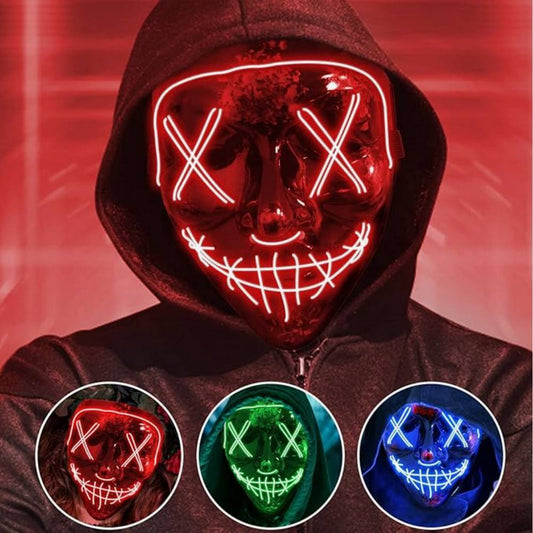 3-Mode LED Mask Neon Stitches Costume Halloween Purge Cosplay Light Up Glow Wire