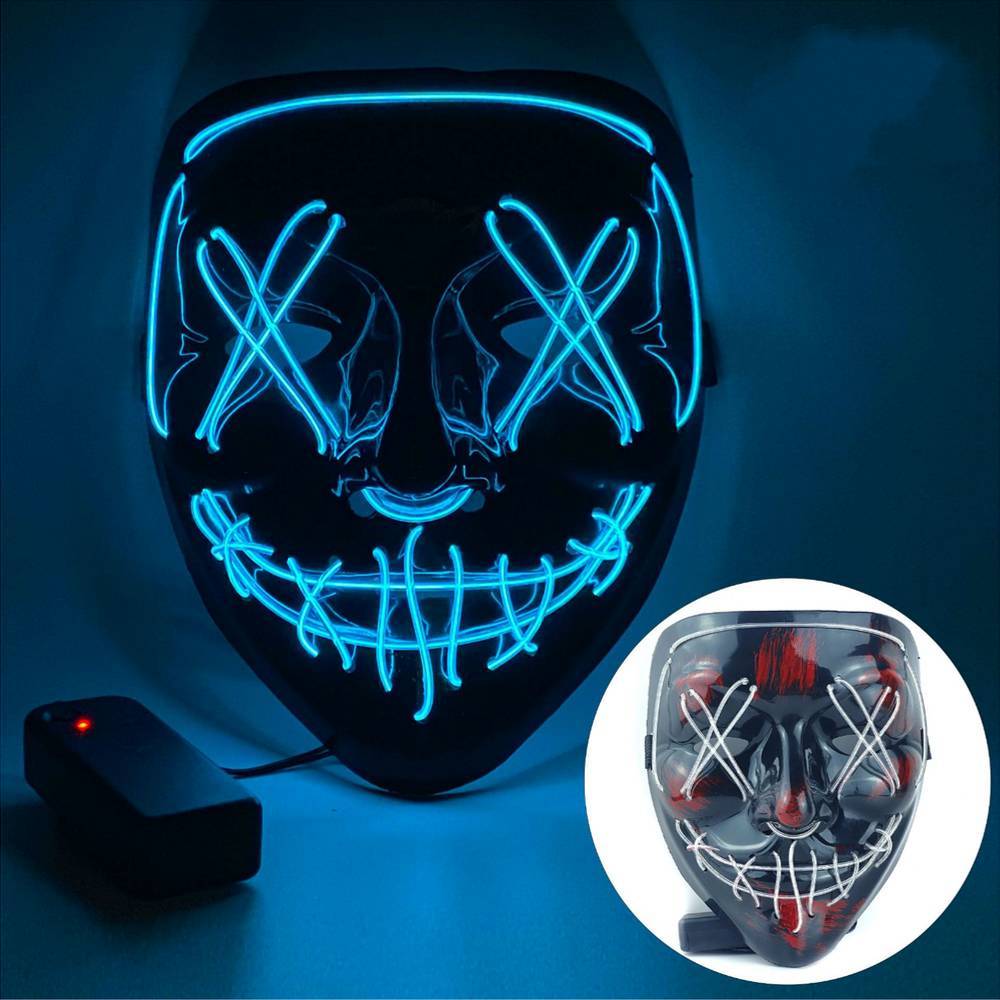 3-Mode LED Mask Neon Stitches Costume Halloween Purge Cosplay Light Up Glow Wire