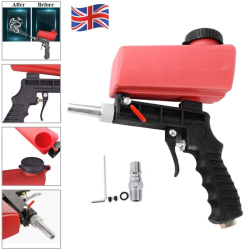 Air Portable Sandblasting Gun Hand Held Sand Blaster Shot Media Blasting UK