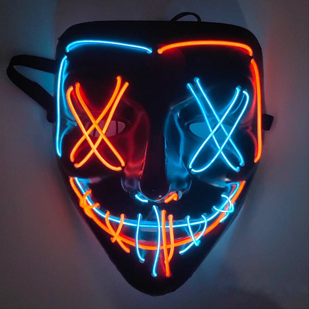 3-Mode LED Mask Neon Stitches Costume Halloween Purge Cosplay Light Up Glow Wire